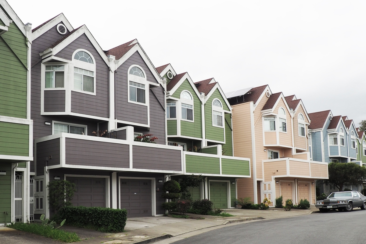 Neighborhood with a row of homes