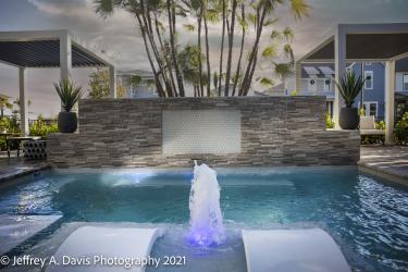 The pool courtyard in TNAH 2022