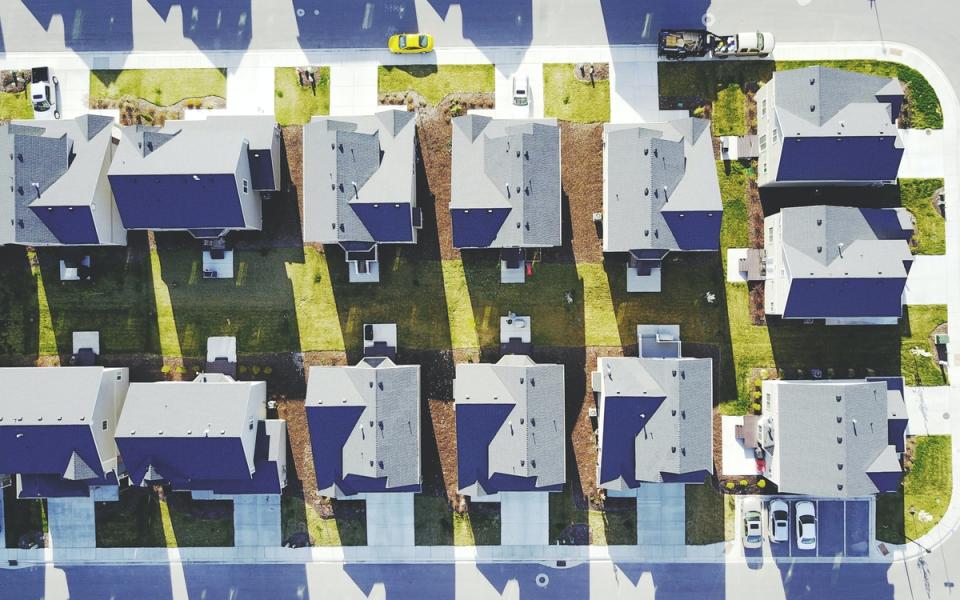 Neighborhood with row of houses