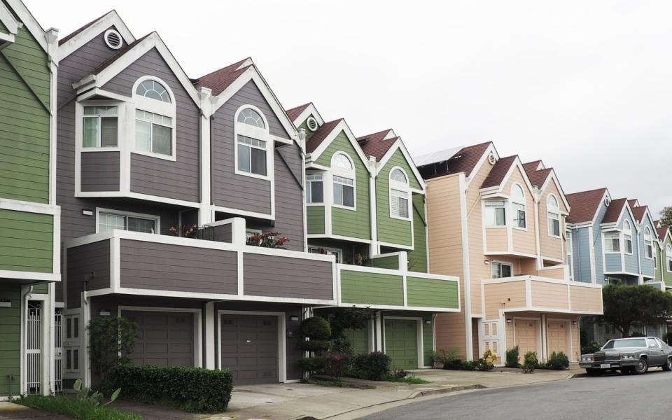 Neighborhood with a row of homes